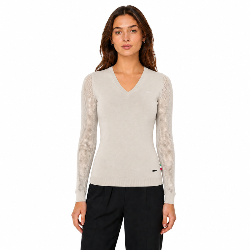 Horseware AA Platinum Ladies Sweater with Perforated Sleeves - Pearl Grey