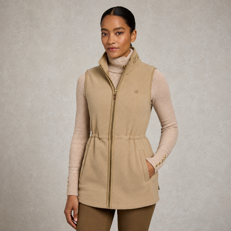 Holland Cooper Country Longline Fleece Gilet - Sand