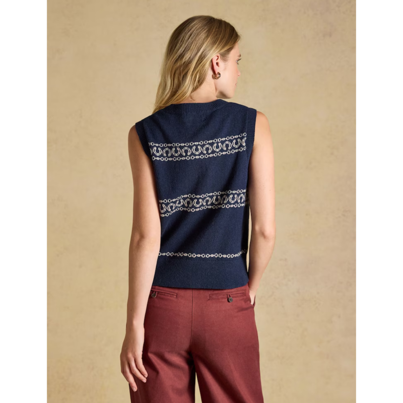 Joules Ladies Horse Icon Knit Vest - Navy-1