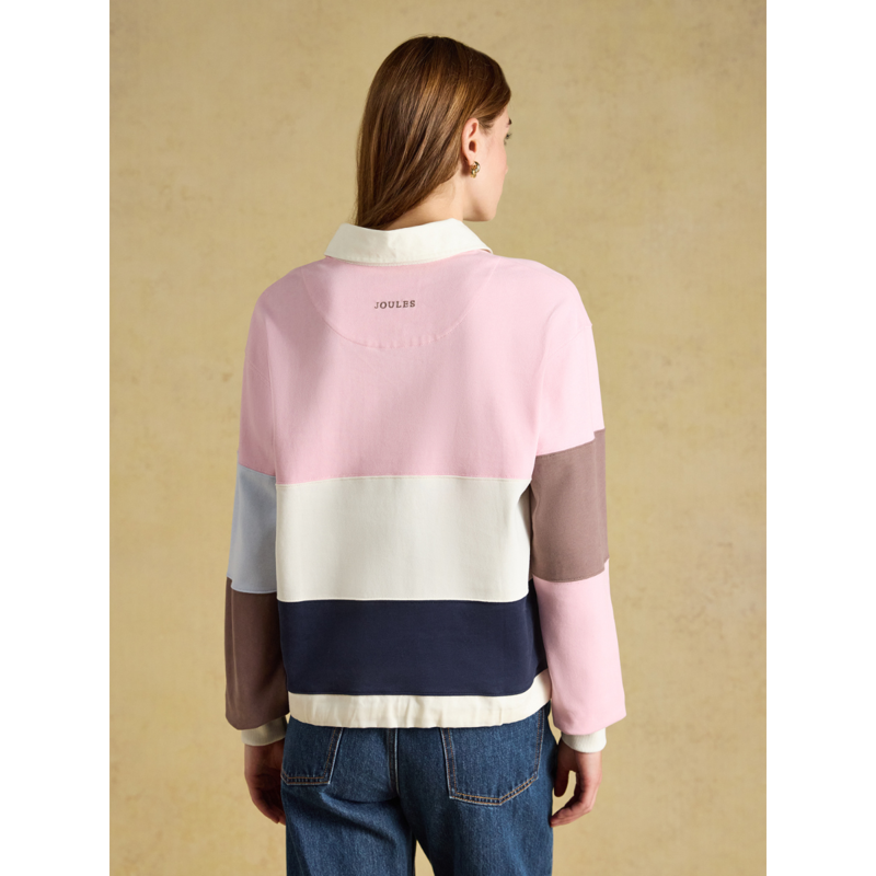 Joules Ladies Jersey Deck Shirt - Pink/Blue Hotchpotch-5