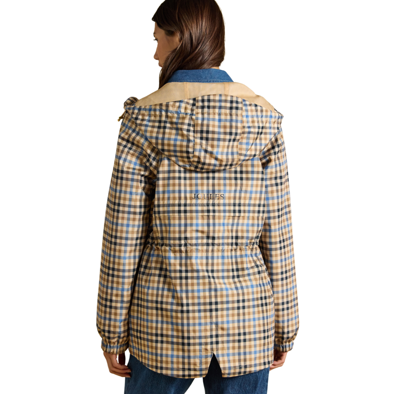 Joules Ladies Everdry Coat - Tan Check-2
