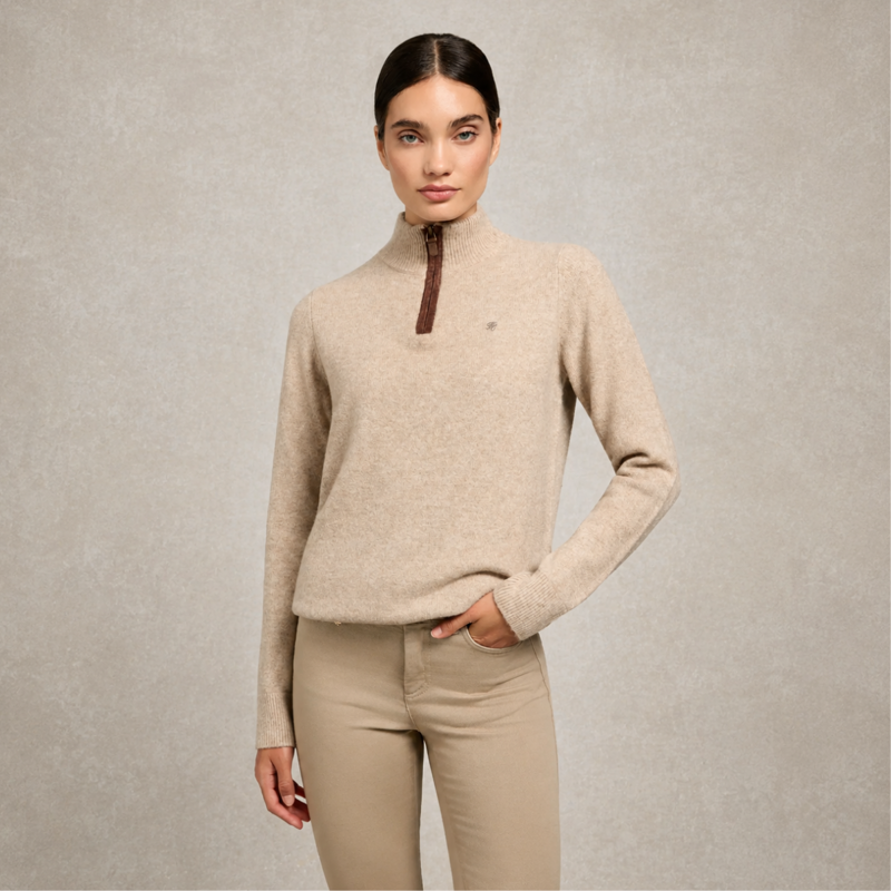 Holland Cooper Country Quarter Zip Knit - Oatmeal