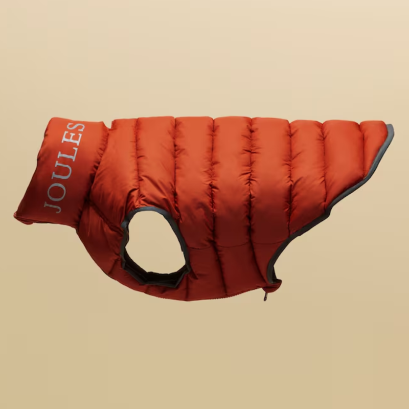 Joules Moorsdale Reversible Dog Puffer Coat - Ketchup-7