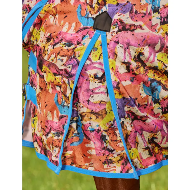 Saxon Mesh Combo Neck - Technicolour Horses Print-7
