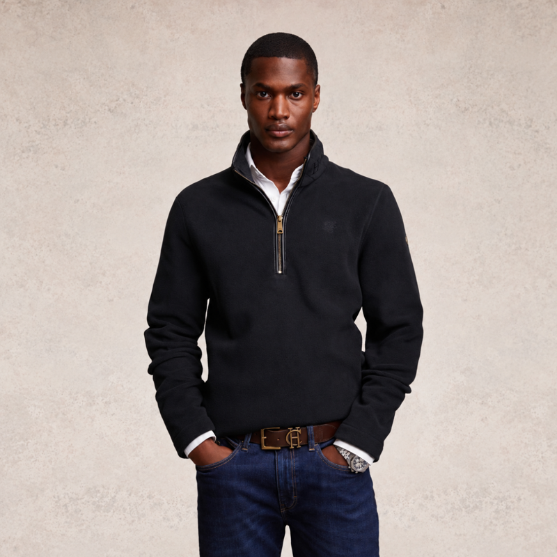 Holland Cooper Men's Country Fleece Quarter Zip - Black