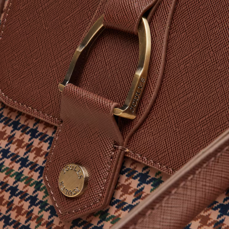 Joules Edie Zip Top Shopper Bag - Neutral Check-7