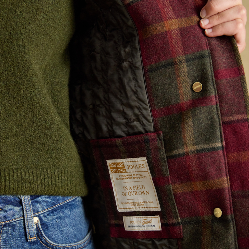 Joules Ladies Classic Fieldcoat - Red Check-8