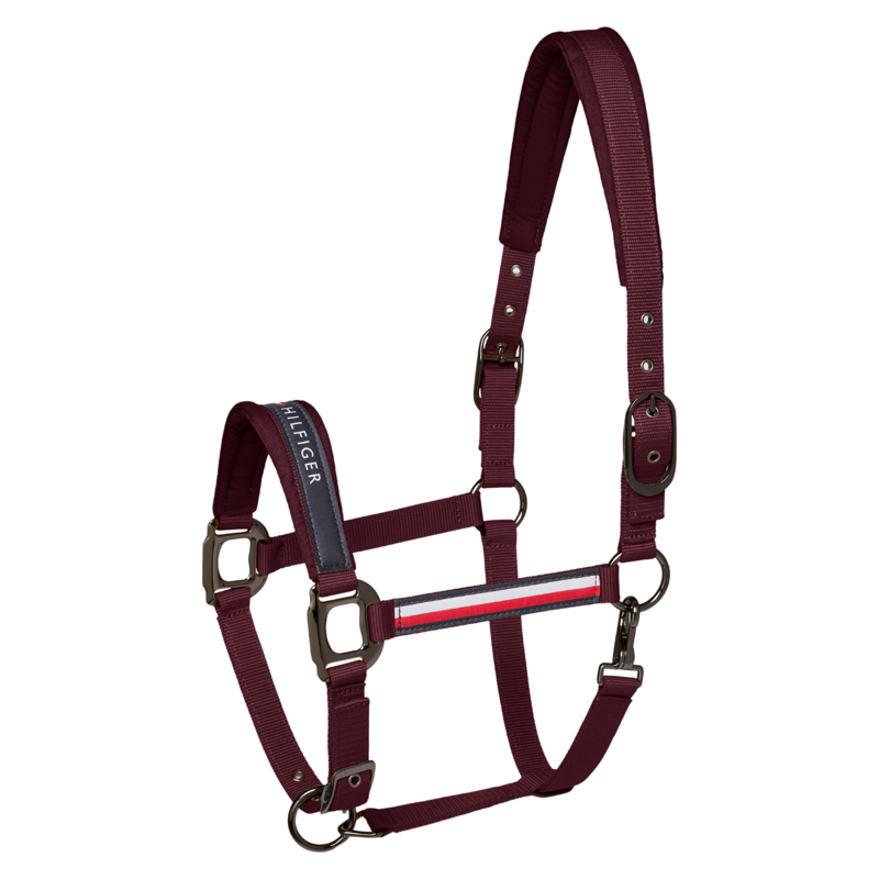 Tommy Hilfiger Yale Headcollar and Rope Set - Deep Burgundy-1
