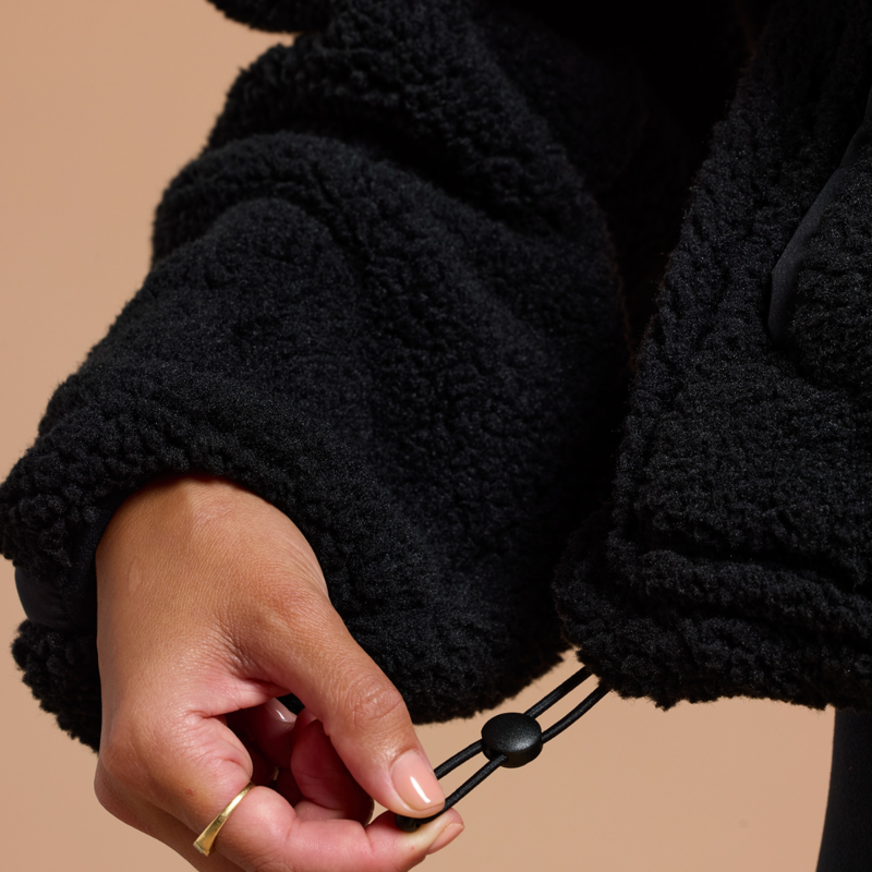 Gym + Coffee Women's Industry Fleece Half Zip - Deep Black-11