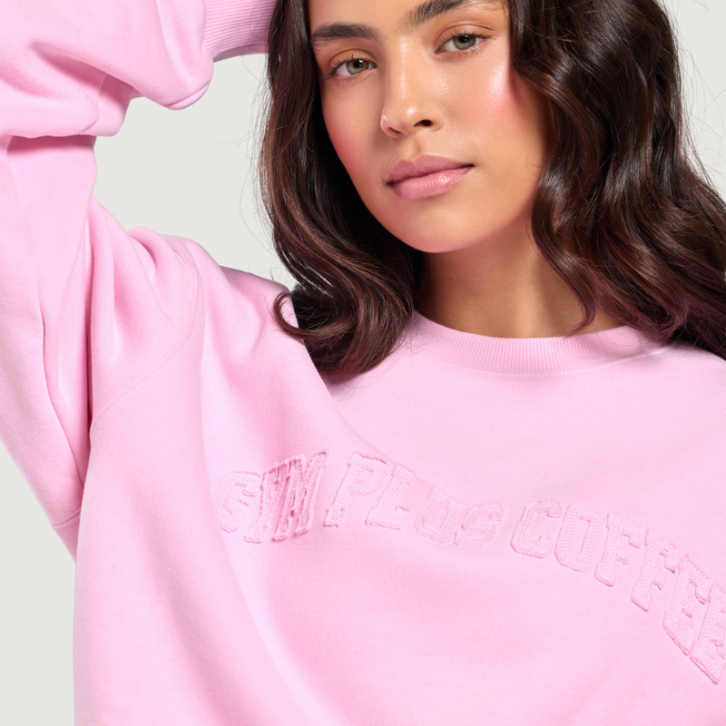 Gym + Coffee Women's Daily Relaxed Fit Crewneck - Pink Blossom-5