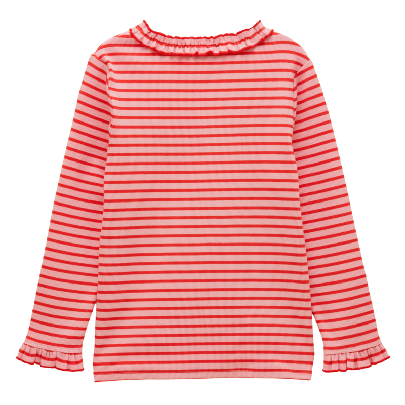 Joules Girls' Sophie Long Sleeve Ribbed Top - Red/Pink-1