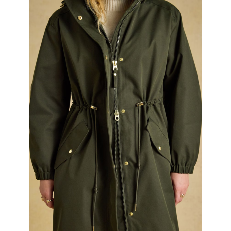 Joules Ladies Stormwell Hooded Waterproof Raincoat - Green-2