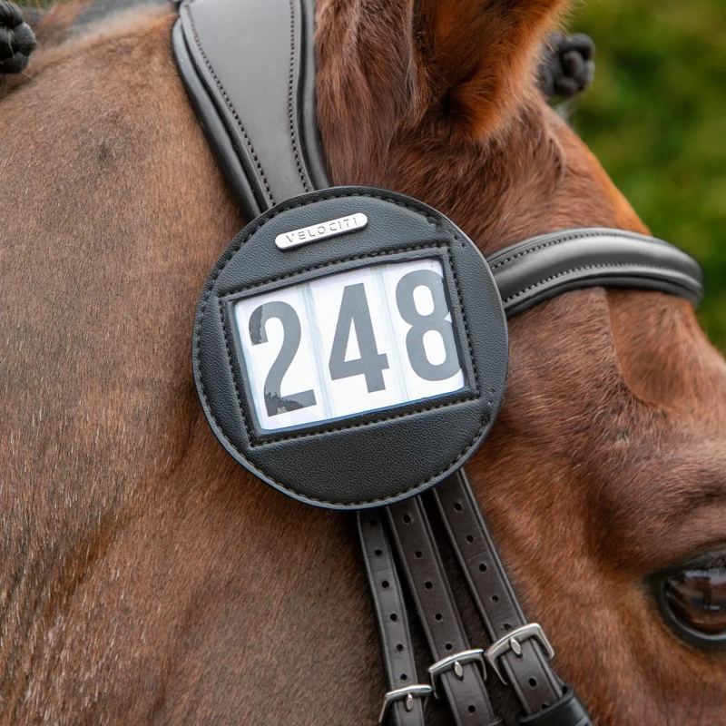 Shires Velociti Bridle Competition Number Holder - Black-2