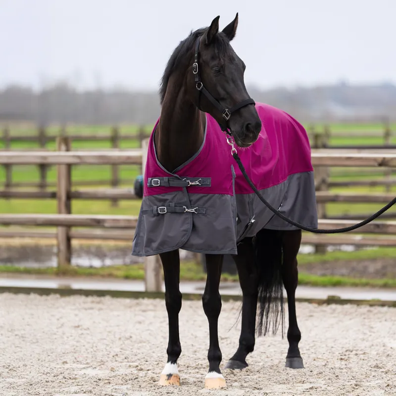 Imperial Riding Limited Summer Highneck Turnout Rug - Raspberry/Grey-1