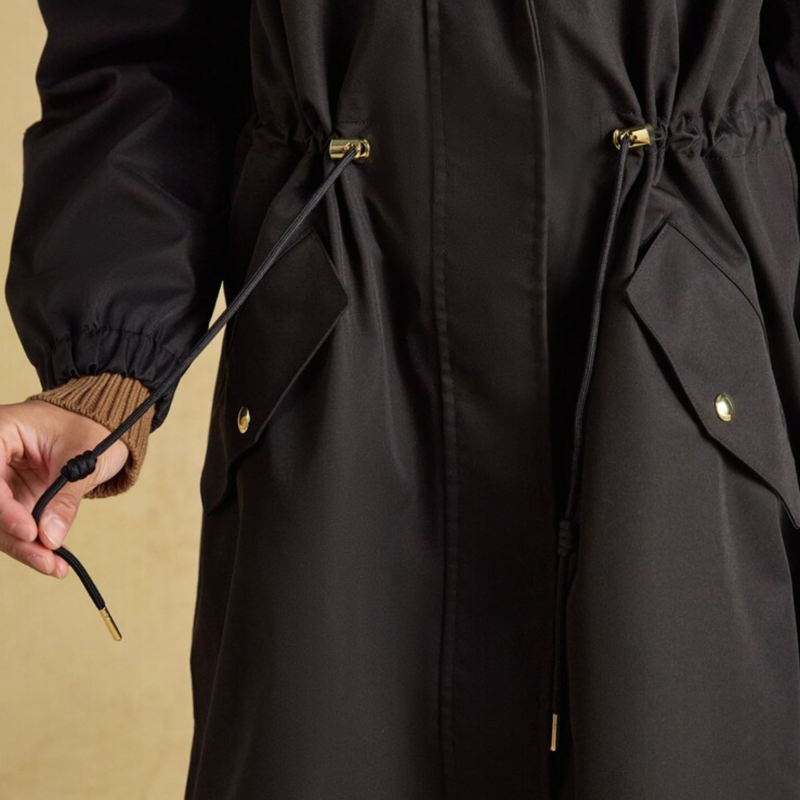 Joules Ladies Stormwell Hooded Waterproof Raincoat - Black-6