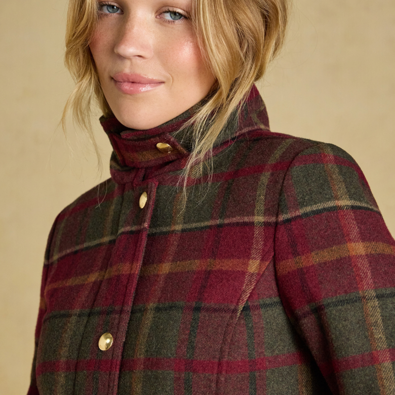 Joules Ladies Classic Fieldcoat - Red Check-9