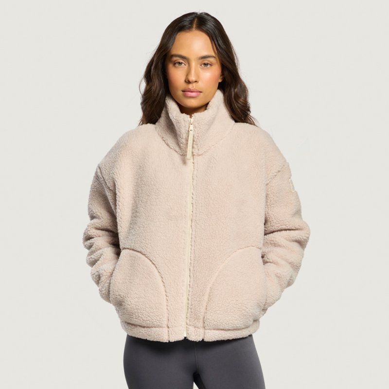 Gym + Coffee Women's Industry Fleece High Collar Jacket - Natural-4