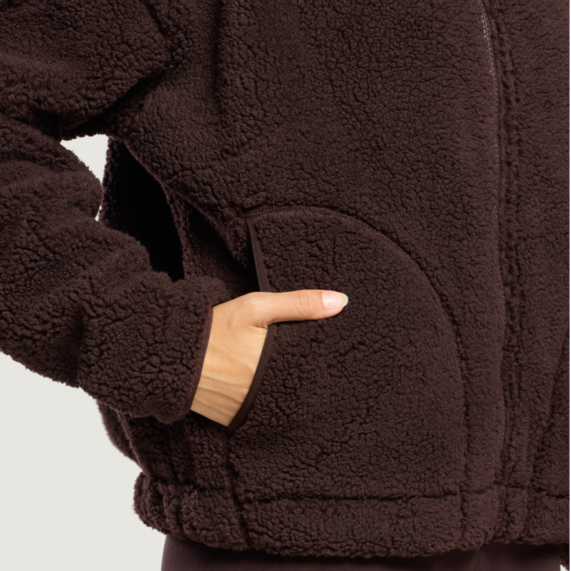 Gym + Coffee Women's Industry Fleece High Collar Jacket - Mocha Bean-9