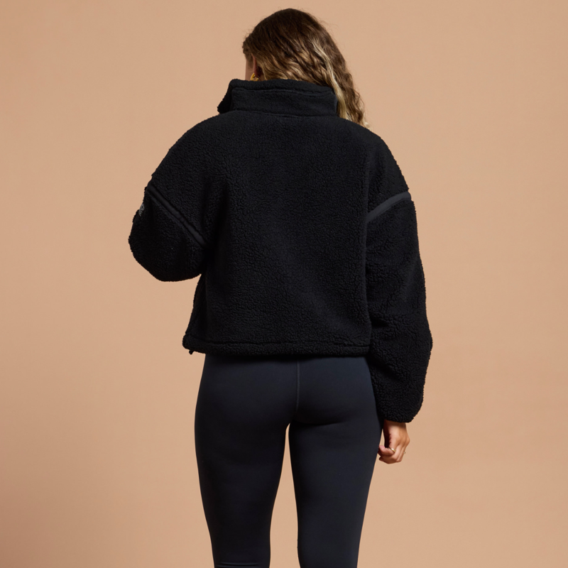 Gym + Coffee Women's Industry Fleece Half Zip - Deep Black-5