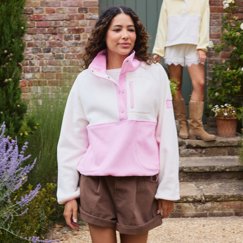 Gym + Coffee Women's Snap Polar Fleece - Pink Blossom-2