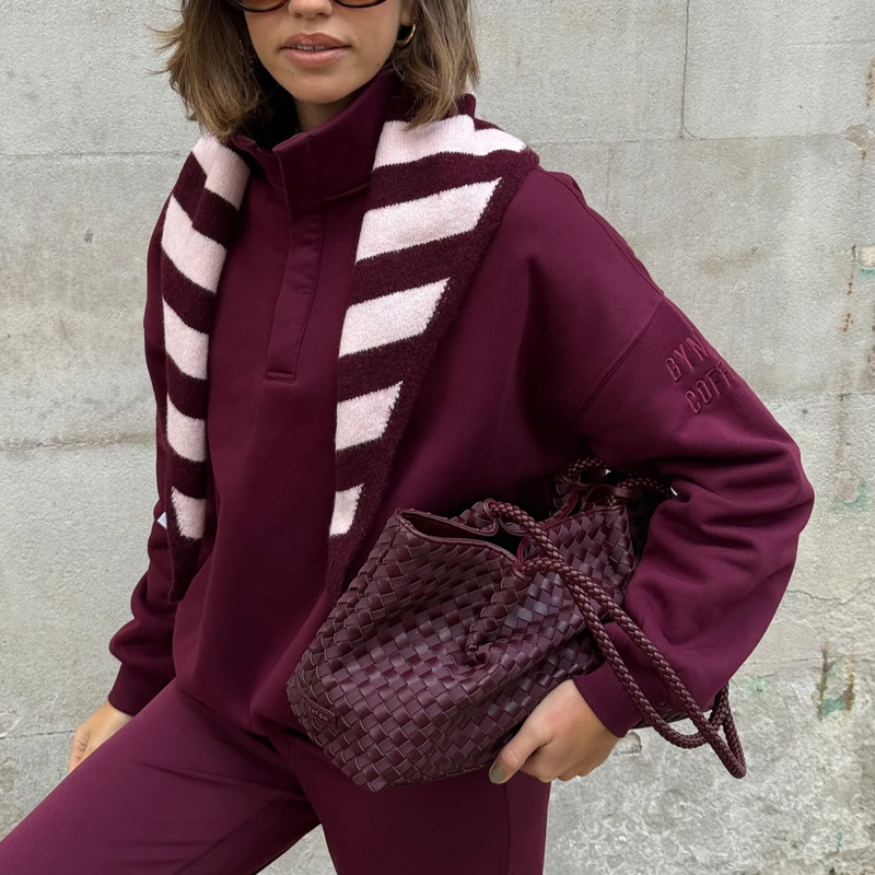 Gym + Coffee Women's Snap Collar Sierra Sweatshirt - Cherry Crush-1
