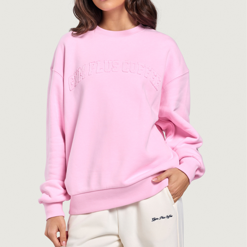 Gym + Coffee Women's Daily Relaxed Fit Crewneck - Pink Blossom-1
