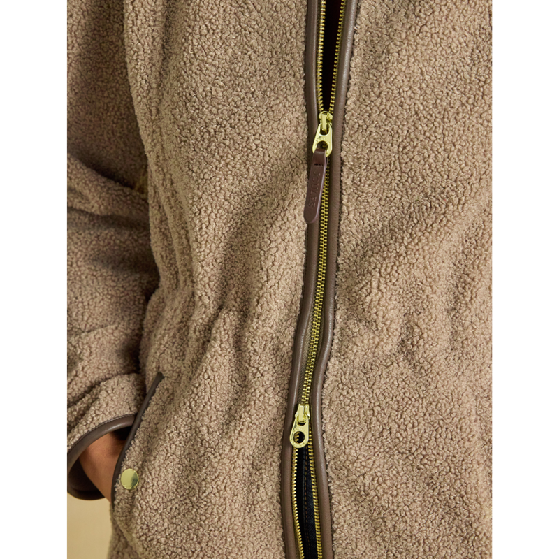 Joules Ladies Borg Fleece Heritage Longline Jacket - Mink Brown-8