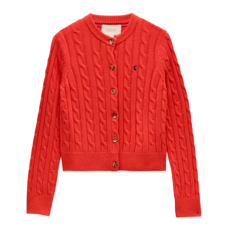 Joules Ladies Cable Cardigan - Red