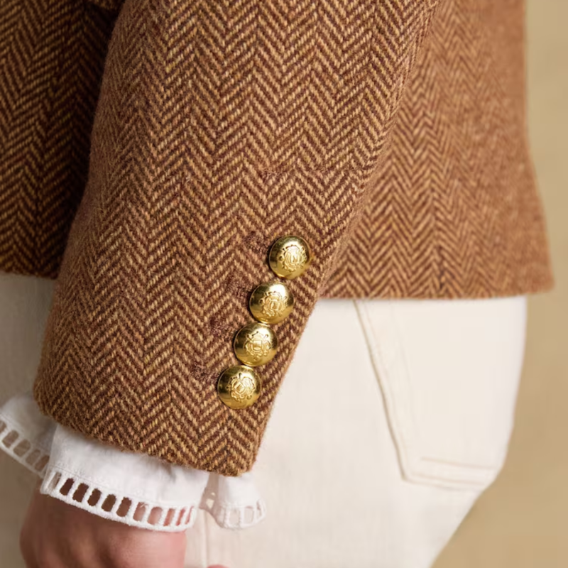 Joules Ladies Canterly Jacket - Brown Herringbone-9
