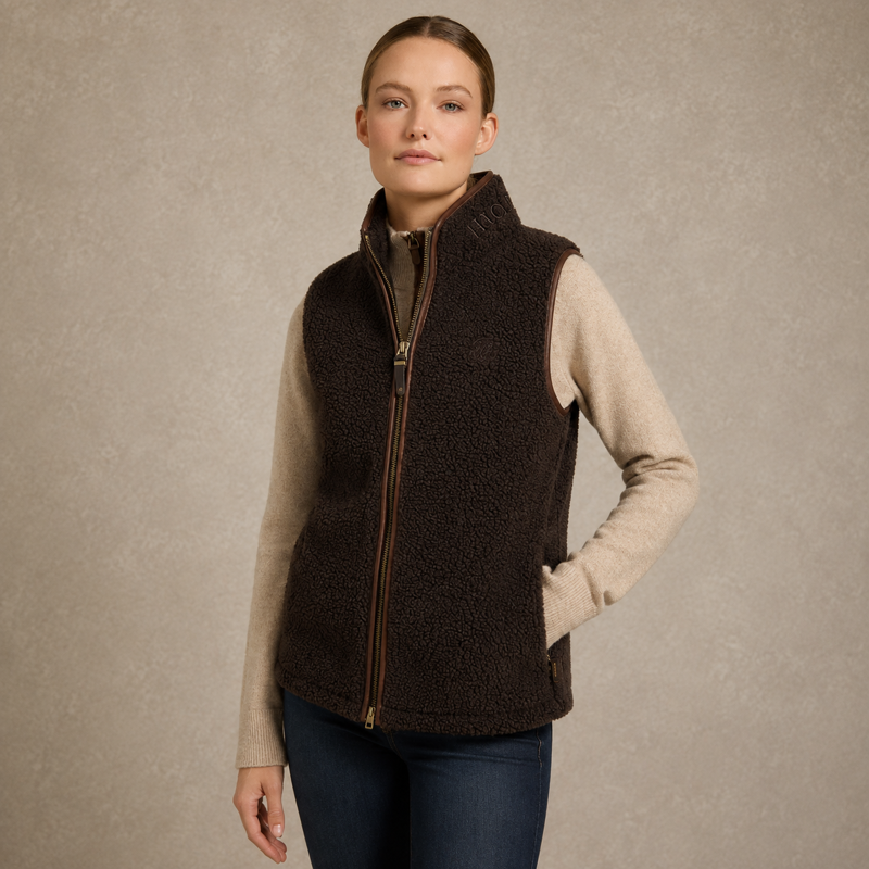 Holland Cooper Country Fleece Gilet - Chocolate Borg