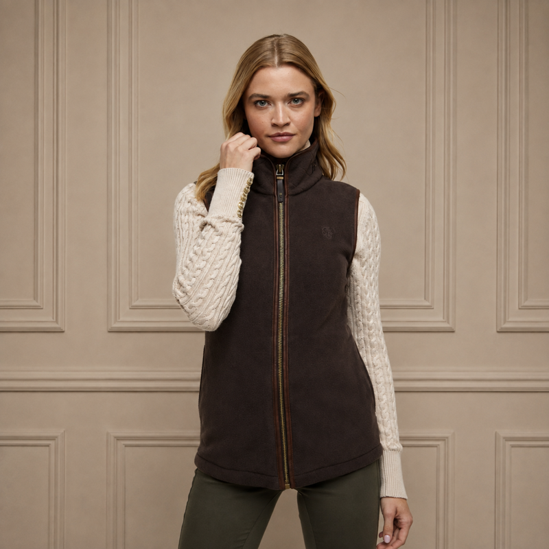 Holland Cooper Country Fleece Gilet - Chocolate