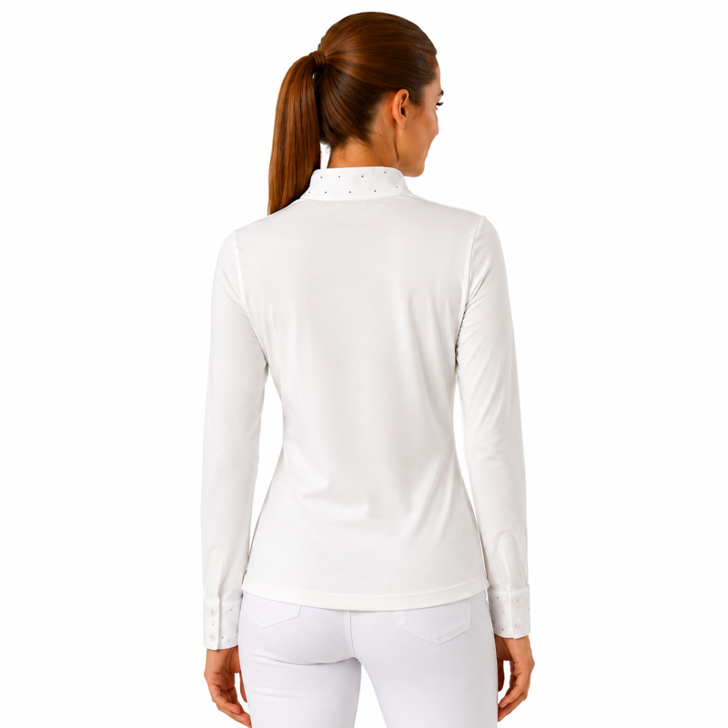 Imperial Riding Snowfall Ladies Long Sleeved Competition Shirt - White-1