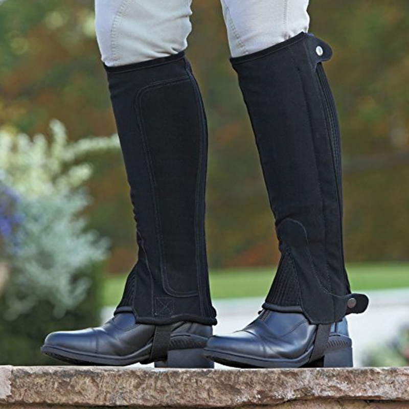 Shires Children's Synthetic Nubuck Half Chaps - Black