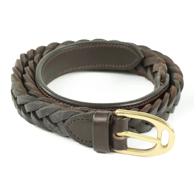 Aubrion Plaited Leather Belt - Brown