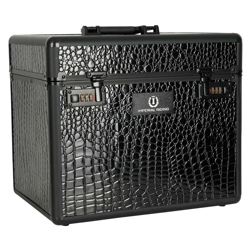 Imperial Riding IRHShiny Grooming Box - Black/Black Croco