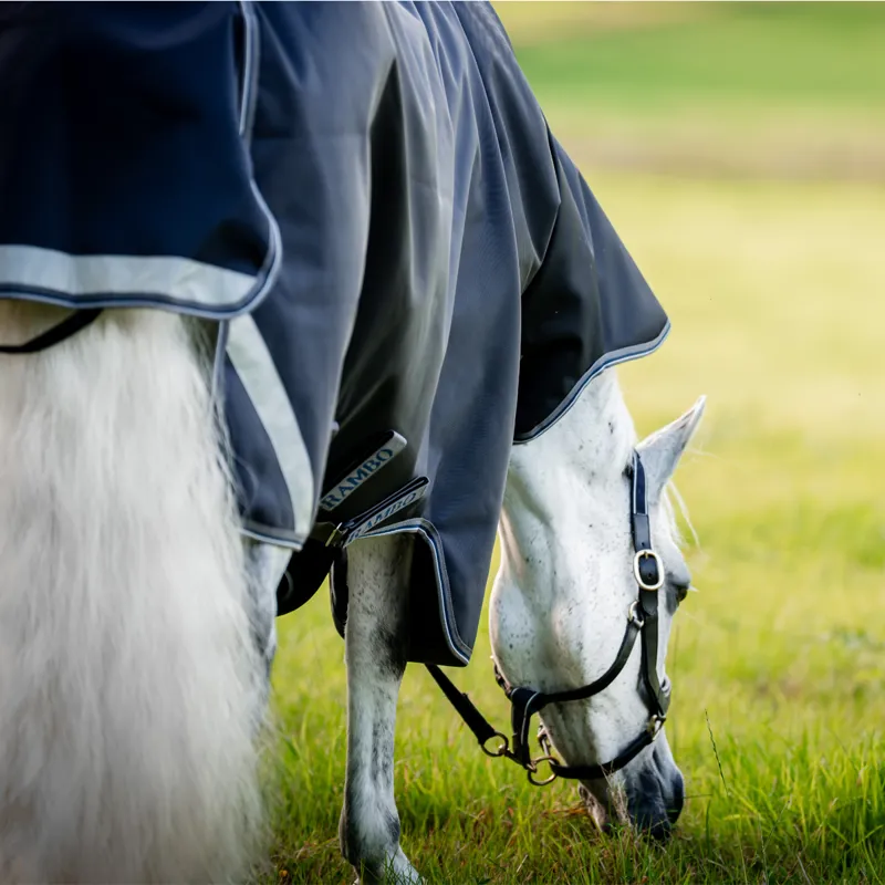 Horseware Rambo Supreme 1680D Turnout Plus 50g - Navy/Thunderstorm Grey/Silver-3