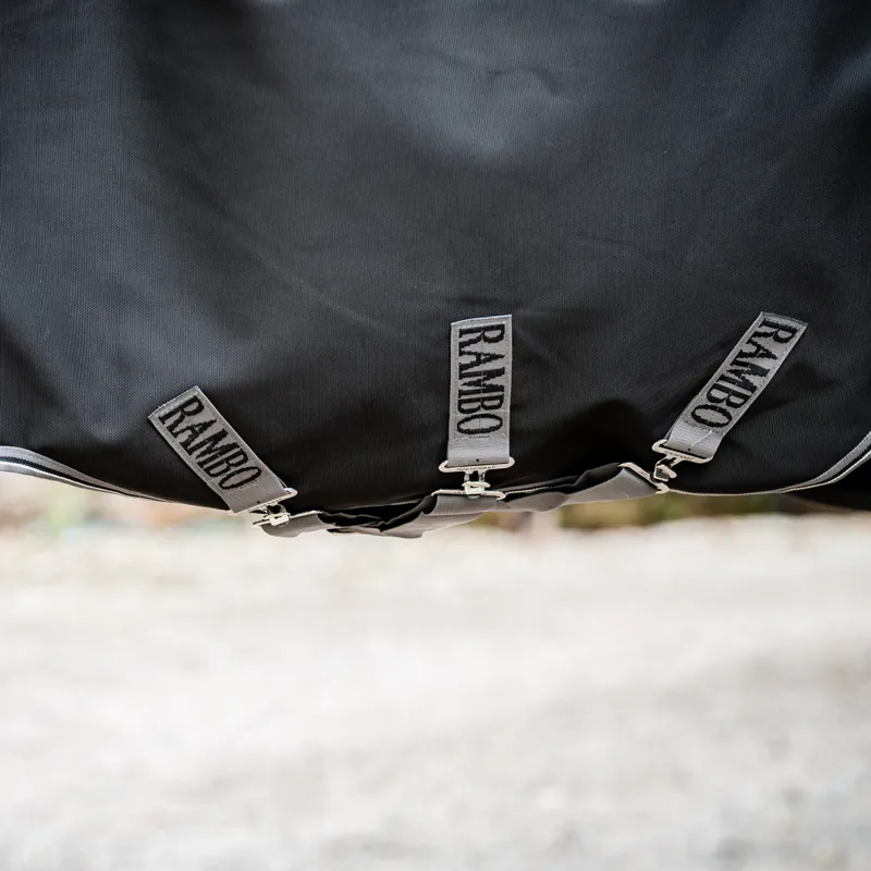 Horseware Rambo Supreme 1680D 50g Turnout Plus - Black/Thunderstorm Grey/Silver-4