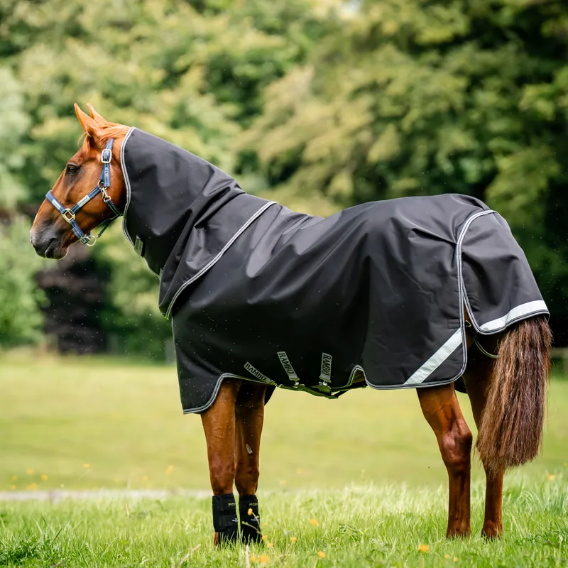 Horseware Rambo Supreme 1680D 50g Turnout Plus - Black/Thunderstorm Grey/Silver-3