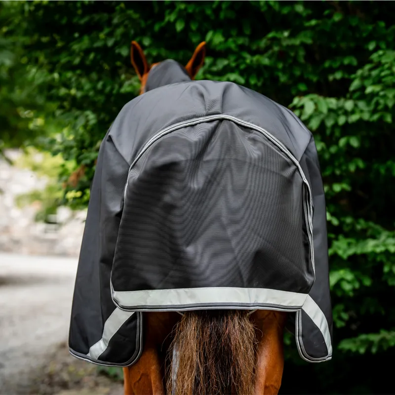 Horseware Rambo Supreme 1680D 50g Turnout Plus - Black/Thunderstorm Grey/Silver-2