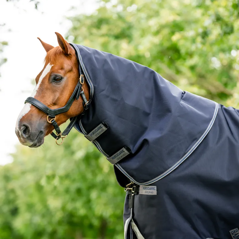 Horseware Rambo Supreme 250g Turnout Hood - Navy/Thunderstorm Grey/Silver