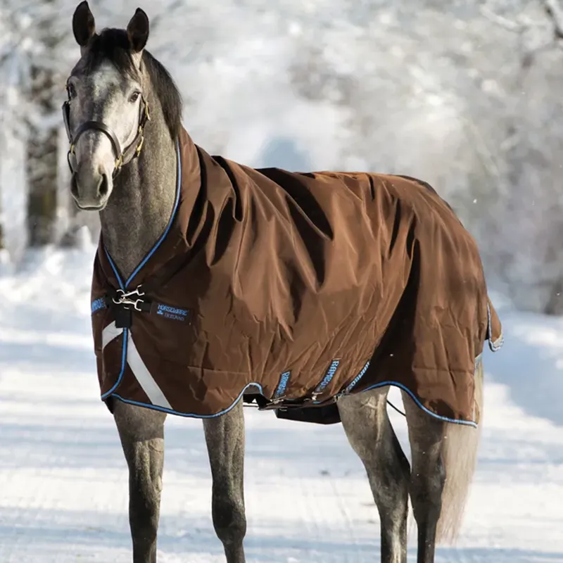 Horseware Rambo Wug Heavyweight 370g Turnout Rug - Chocolate/Blue
