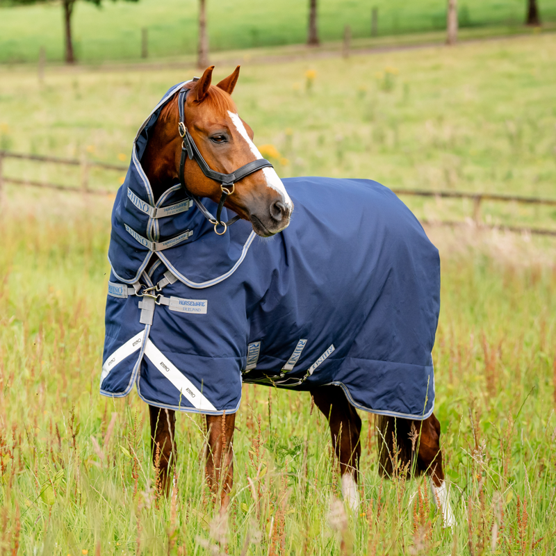 Horseware Rhino Plus 100g Turnout Rug - Navy/Titanium Grey Classic Blue-1