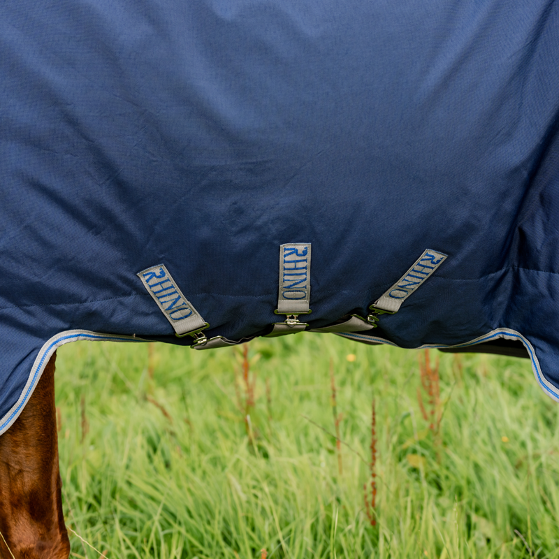 Horseware Rhino Plus 100g Turnout Rug - Navy/Titanium Grey Classic Blue-3