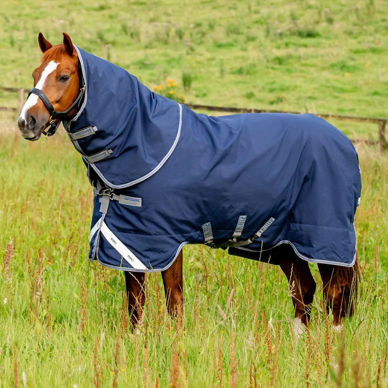 Horseware Rhino Plus 100g Turnout Rug - Navy/Titanium Grey Classic Blue
