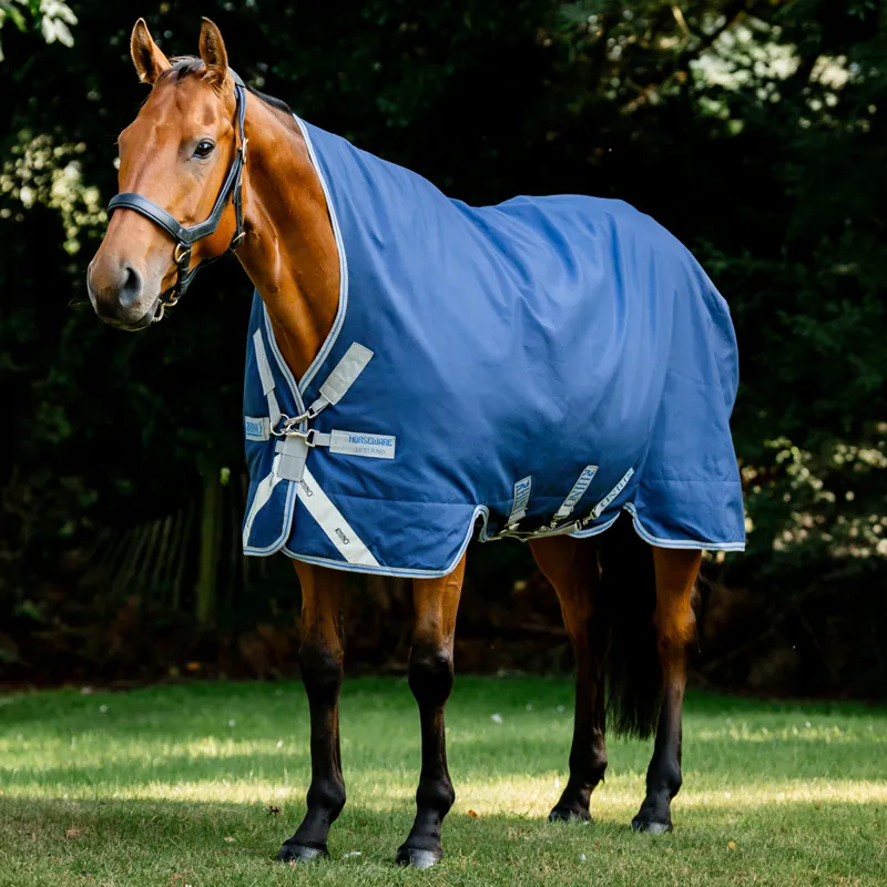 Horseware Rhino Wug 100g Lite Turnout Rug - Navy/Titanium Grey Classic Blue