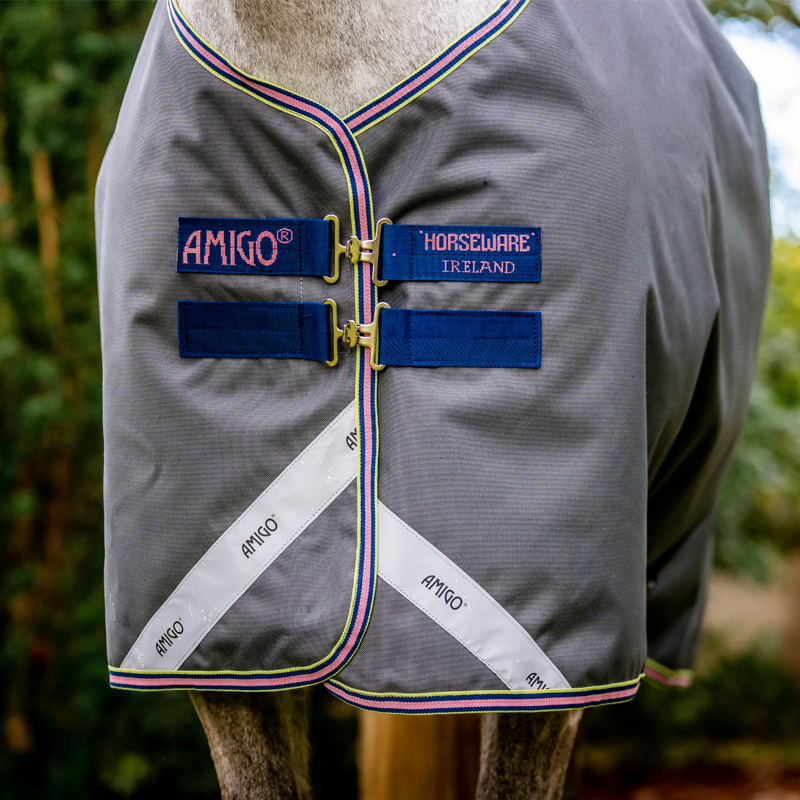 Horseware Amigo Bravo 12 0g Light Turnout Rug - Shadow/Navy/Rose-4