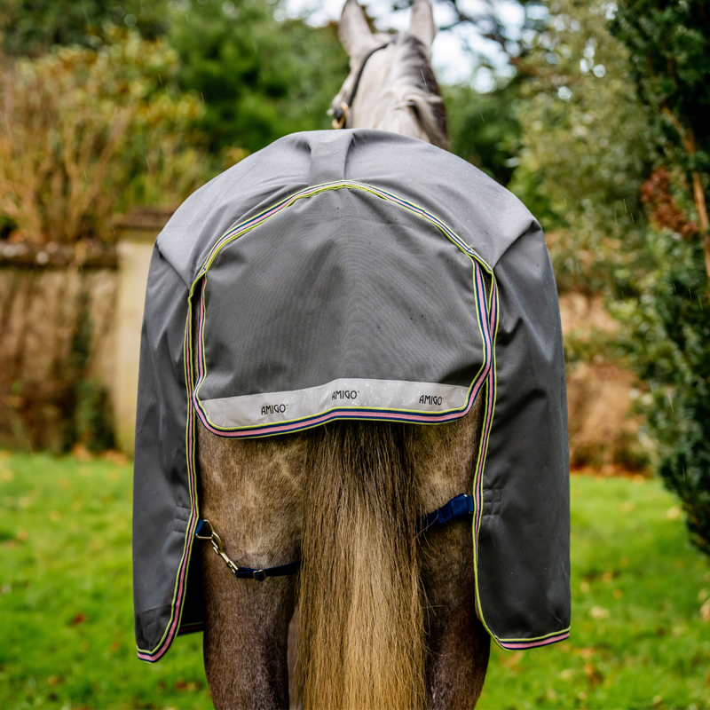 Horseware Amigo Bravo 12 0g Light Turnout Rug - Shadow/Navy/Rose-5