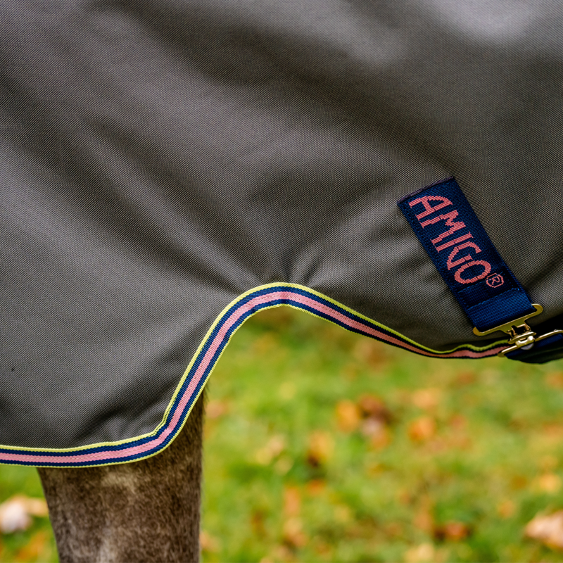 Horseware Amigo Bravo 12 0g Light Turnout Rug - Shadow/Navy/Rose-7