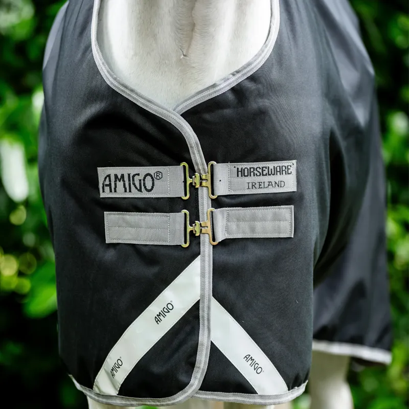 Horseware Amigo Bravo 12 Original 50g Turnout Rug - Black/Titanium Grey Silver-1