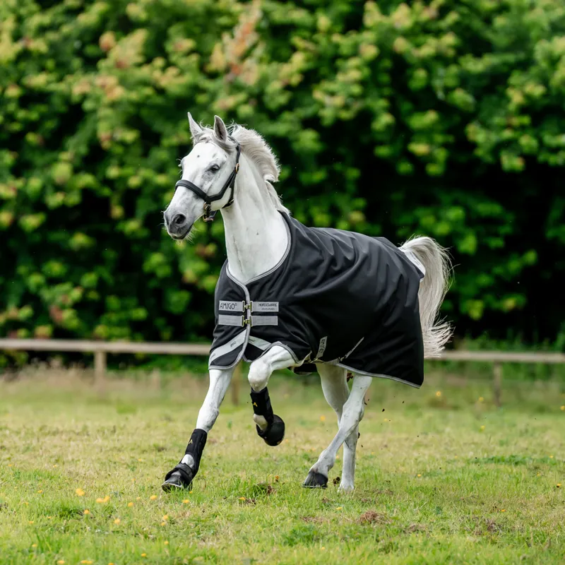 Horseware Amigo Bravo 12 Original 50g Turnout Rug - Black/Titanium Grey Silver-5